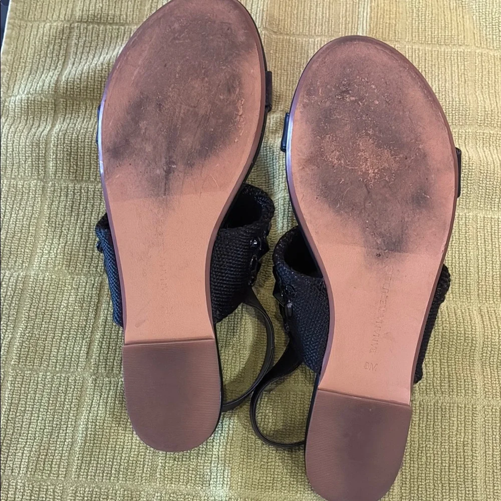 Banana Republic Black Flat Sandals with Embellishments, Size 7 1/2 - Picture 5 of 6